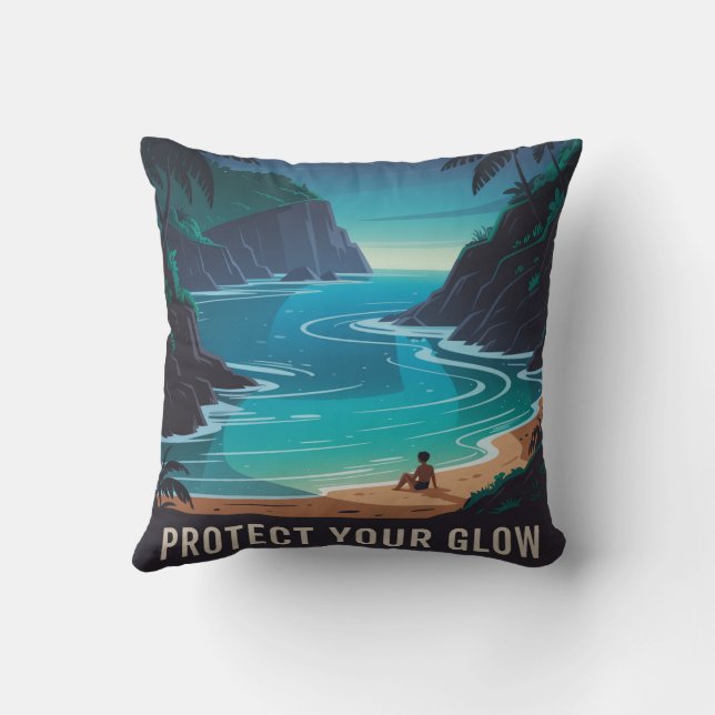 Protect Your Glow Throw Pillow (Back)