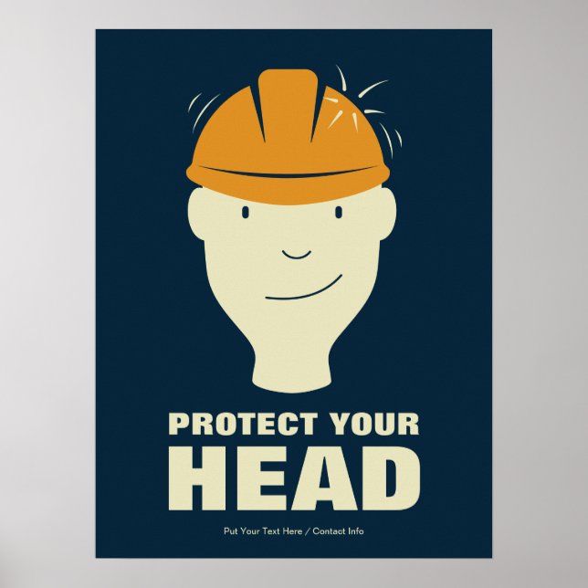 Protect Your Head Workplace Safety Retro Poster (Front)
