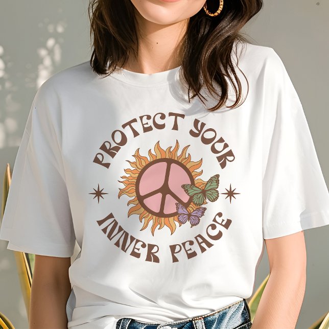 Protect Your Inner Peace Retro Boho Sun Tri-Blend Shirt (Creator Uploaded)