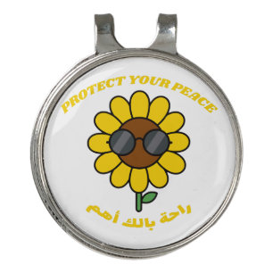 Protect Your Peace راحة بالك أهم Sunflower Golf Hat Clip