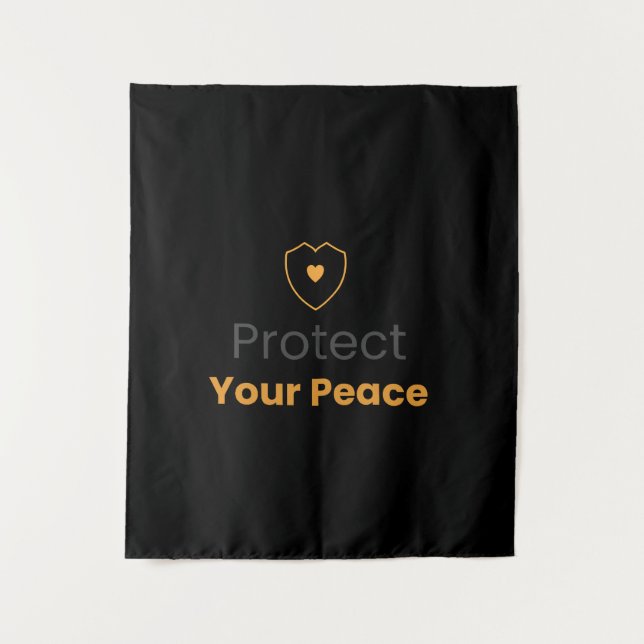 Protect Your Peace – Minimal Motivational Wall Tap Tapestry (Front)