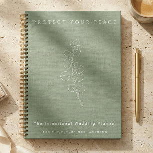 Protect Your Peace Sage Green Wedding Planner Notebook