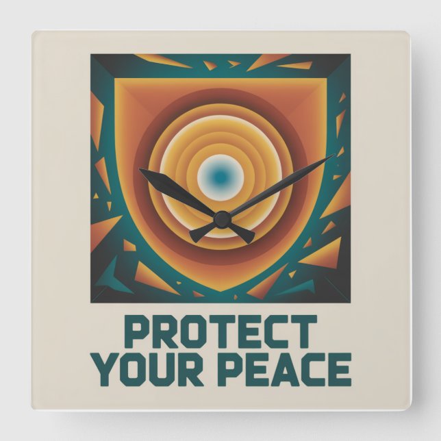 Protect Your Peace Square Wall Clock (Front)