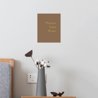 Protect Your Peace Wall Art, Minimalist Brown Foil Prints