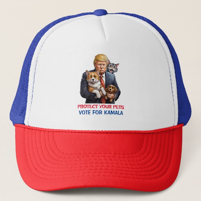 Protect your Pets | Vote for Kamala Trucker Hat (Front)