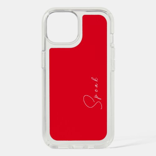 Protect Your Phone Speak Word Logo Red iPhone 15 Case