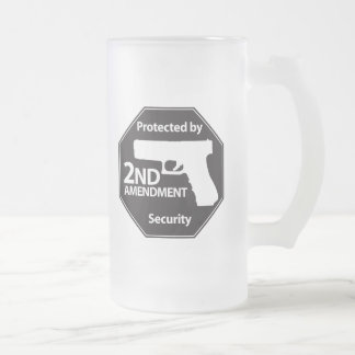 Protected by 2nd Amendment Frosted Glass Beer Mug