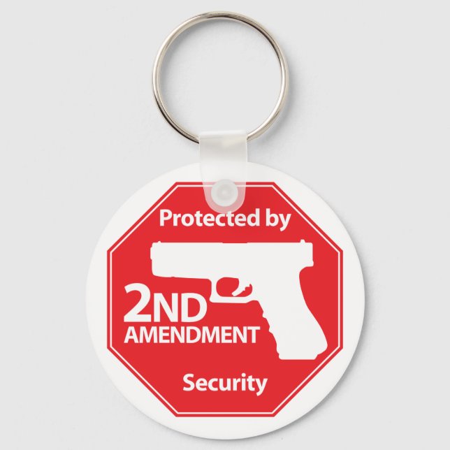 Protected by 2nd Amendment - Red Keychain (Front)