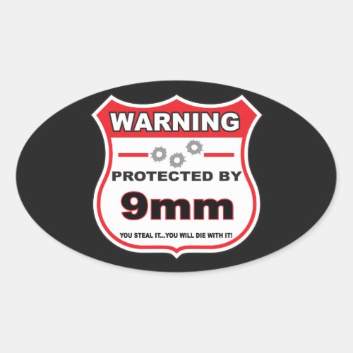 protected by 9mm shield oval sticker