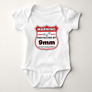 protected by 9mm shield.png baby bodysuit