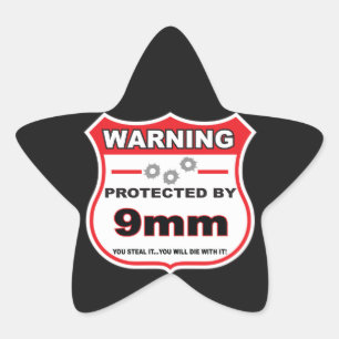 protected by 9mm shield star sticker