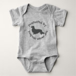 Protected By A Long Hair Wiener Dog Baby Outfit  Baby Bodysuit at Zazzle