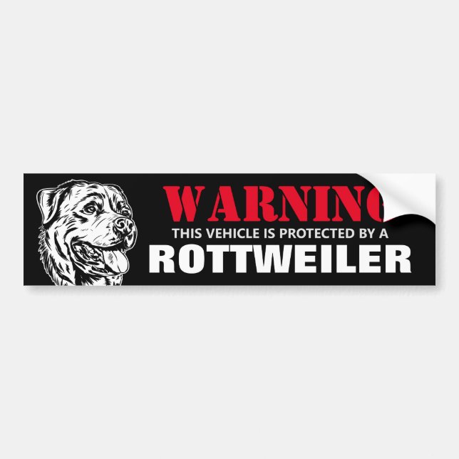 Protected by a Rottweiler Bumper Sticker (Front)