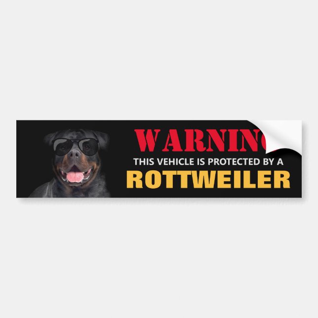 Protected by a Rottweiler Bumper Sticker (Front)