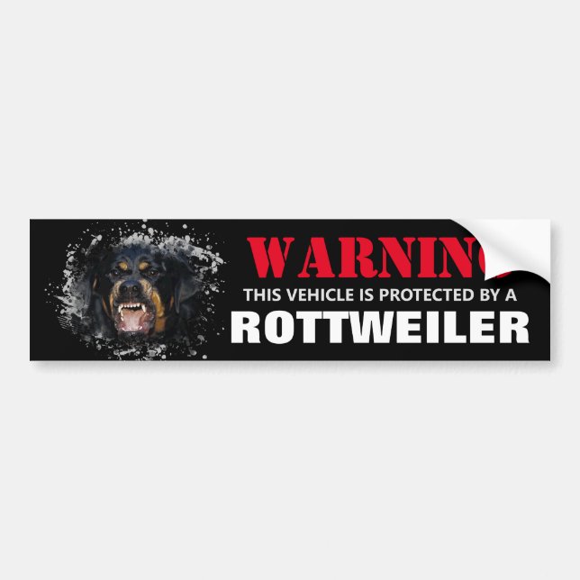 Protected by a Rottweiler Bumper Sticker (Front)