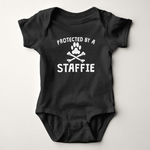 Protected By A Staffie Baby Bodysuit