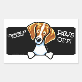 Protected by Beagle Paws Off Rectangular Sticker