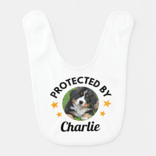  "Protected By" Custom Dog Name and Photo Baby Bib