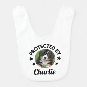  "Protected By" Custom Dog Name and Photo Baby Bib