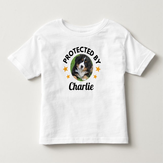  "Protected By" Custom Dog Name and Photo Toddler T-shirt (Front)