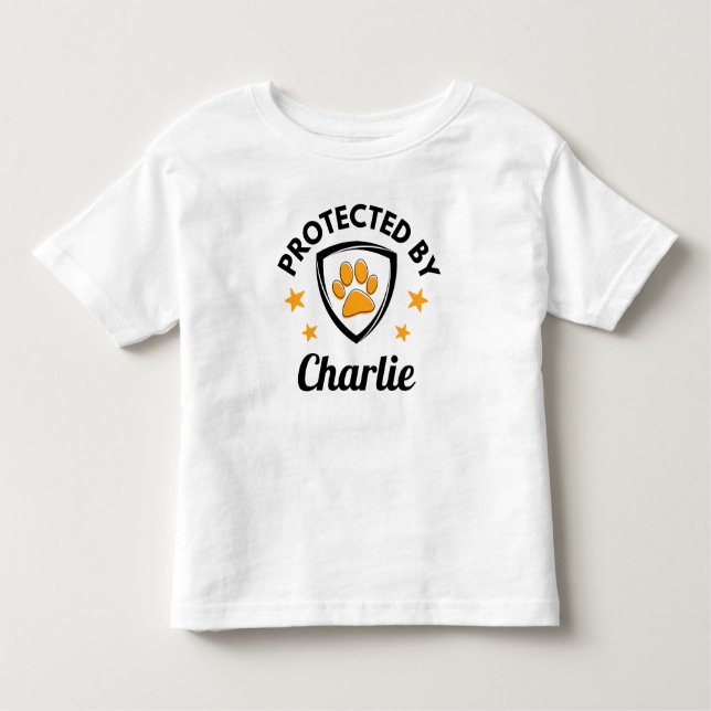  "Protected By" Custom Dog Name Cute Toddler T-shirt (Front)
