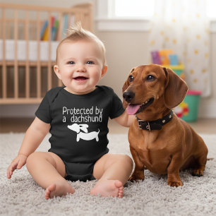 Protected by Dachshund Baby Outfit Gender Neutral Bodysuit