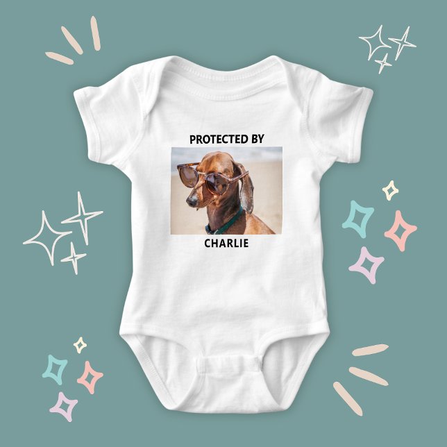 Protected By Dachshund Pet Photo Personalized Baby Bodysuit (Protected By Dachshund Pet Photo Personalized Baby Bodysuit
)
