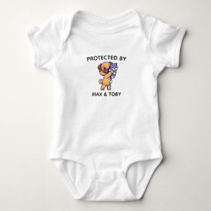 protected by dog and cat Baby Shower Gift Baby Bod Bodysuit