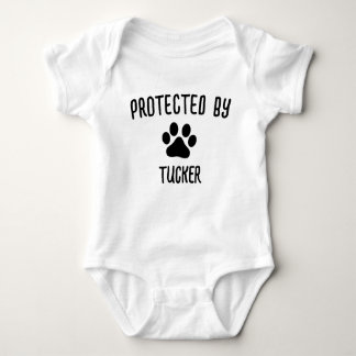 Protected by Dog | Custom Dog Name Dog Lover Baby Bodysuit