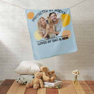 Protected by Dog Loved by Dad and Mom Personalized Baby Blanket