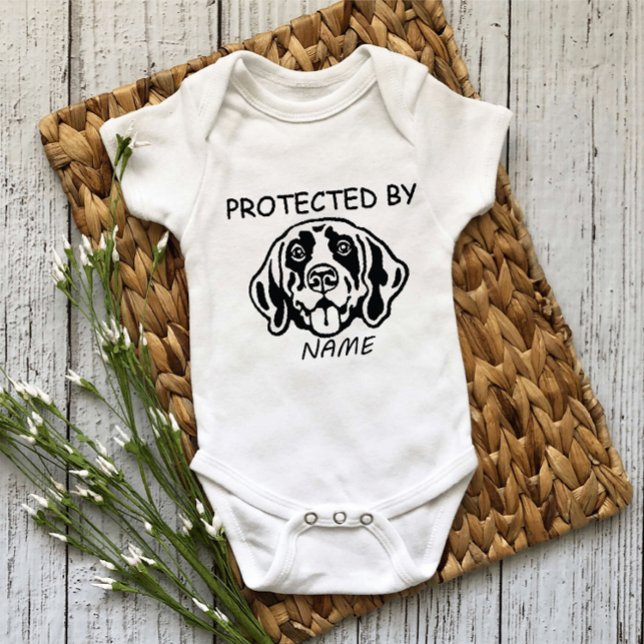 Protected By Dog Personalized baby bodysuit & dog (Creator Uploaded)