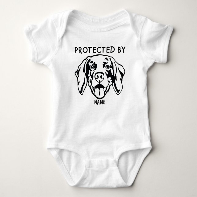 Protected By Dog Personalized baby bodysuit & dog (Front)