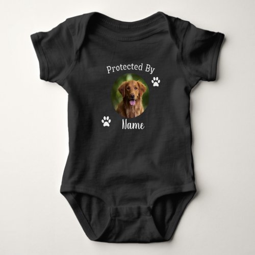 Protected By Dog Personalized Photo Baby Bodysuit