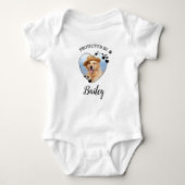 Protected By Dog Security Personalized Pet Photo Baby Bodysuit (Front)