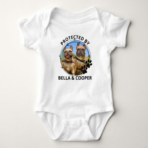 Protected by Dogs with Leaves and Paw Wreath Baby Bodysuit