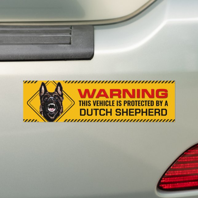 Protected by Dutch Shepherd Warning Bumper Sticker (On Car)