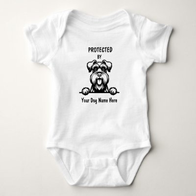Protected by Giant Schnauzer Dog, Custom Dog Name Baby Bodysuit