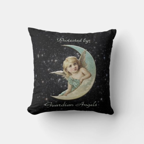 Protected by Guardian Angels Throw Pillow