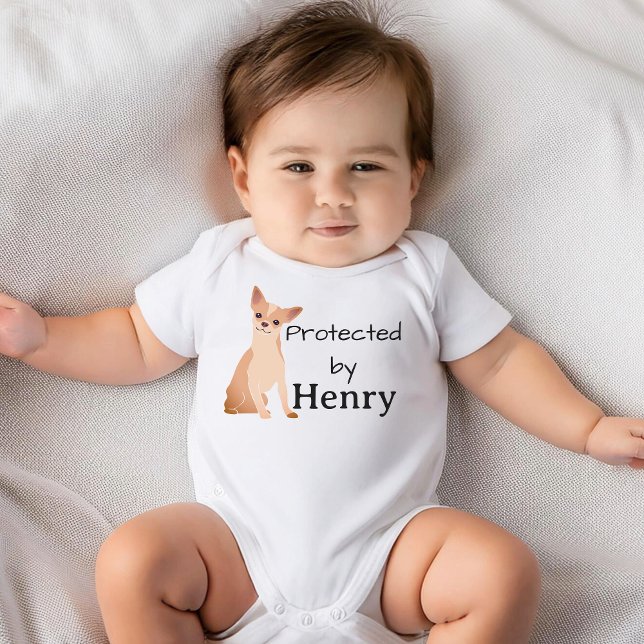 Protected By Henry (Name) Chihuahua Baby Bodysuit (Protected By Henry (Name) Chihuahua Baby Bodysuit)