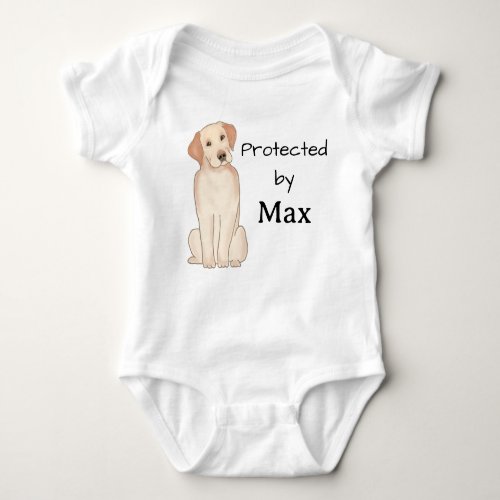 Protected By Max Name Yellow Lab Baby Bodysuit