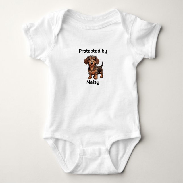 Protected by (pet's name)  baby bodysuit (Front)