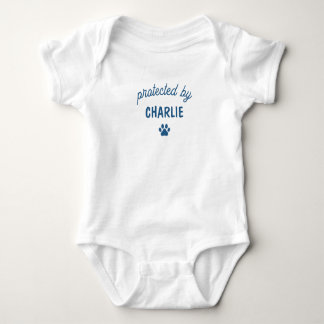 Protected By Pet's Name Funny Dog Baby Bodysuit