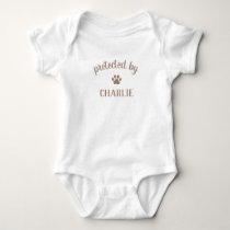 Protected By Pet's Name Funny Dog Baby Bodysuit
