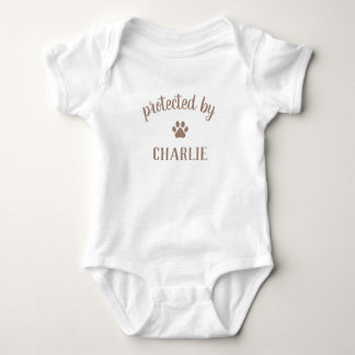 Protected By Pet's Name Funny Dog Baby Bodysuit