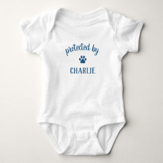 Protected By Pet's Name Funny Dog Baby Bodysuit