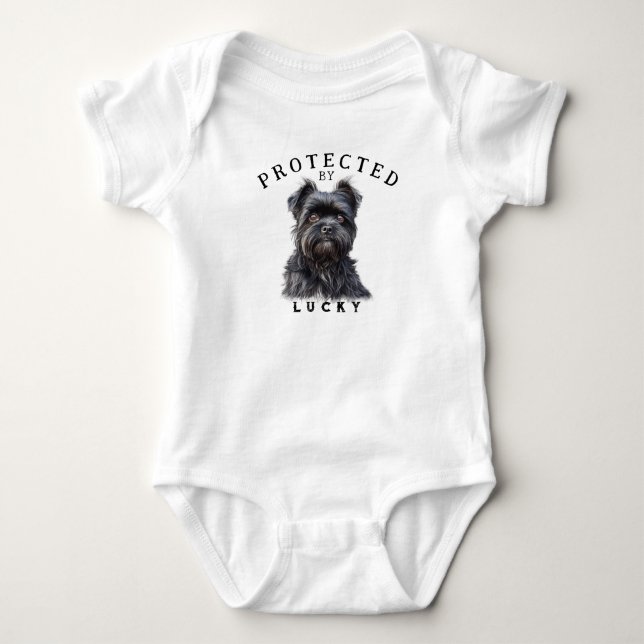 Protected By the Family Dog Baby Bodysuit (Front)