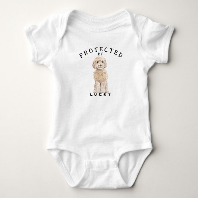 Protected By the Family Dog Baby Bodysuit (Front)
