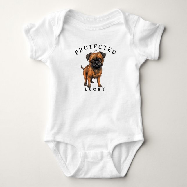 Protected By the Family Dog Baby Bodysuit (Front)
