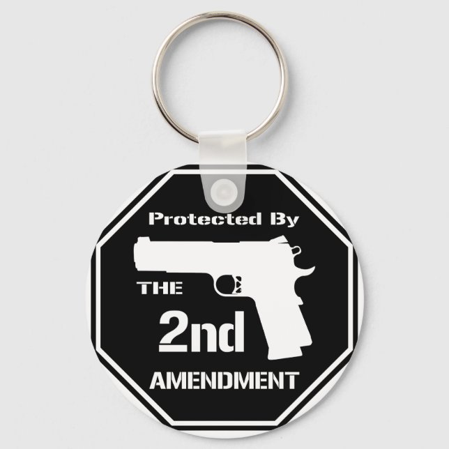 Protected By The Second Amendment (Black).png Keychain (Front)