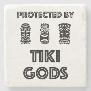 Protected by Tiki Gods Funny Tropical Stone Coaster